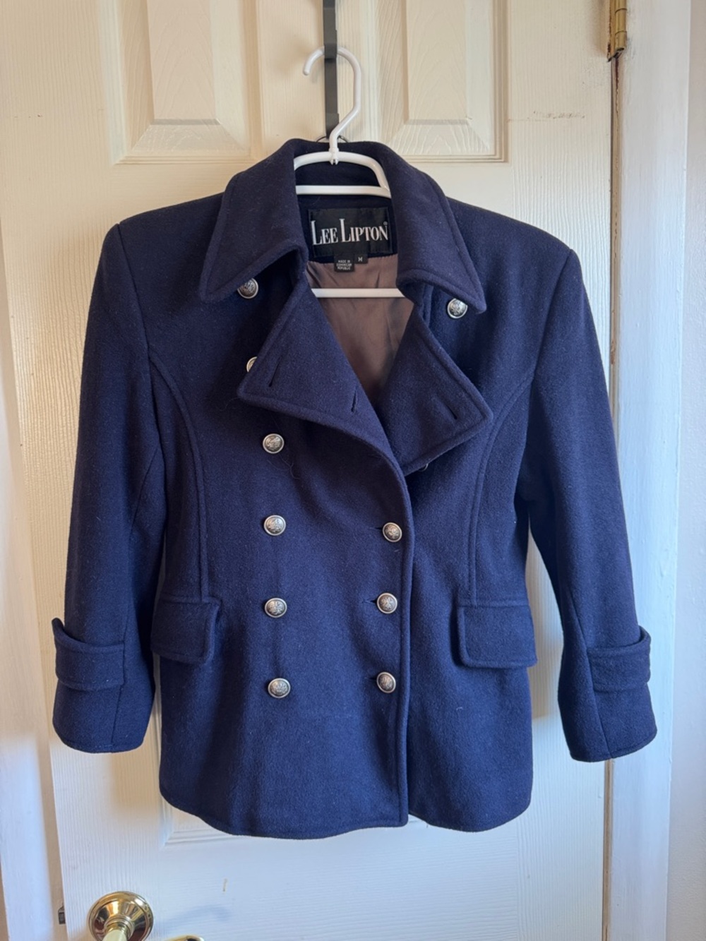 Women's Navy Double-Breasted Peacoat size M
